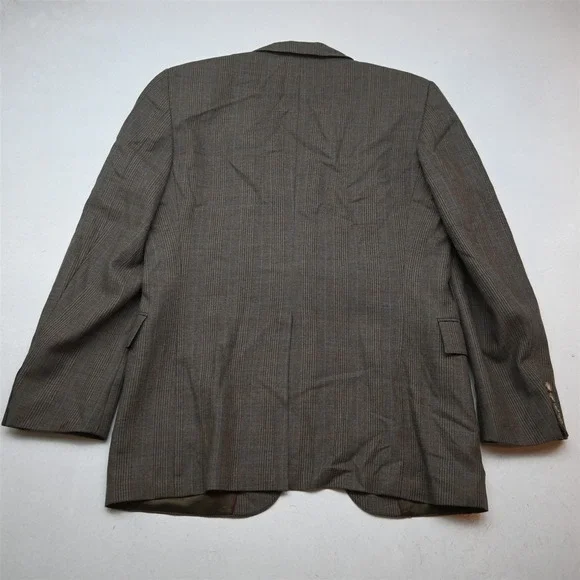 Vtg USA Made 42R 32x30 Brown Glenn Check Wool Mens Jacket Pants Suit